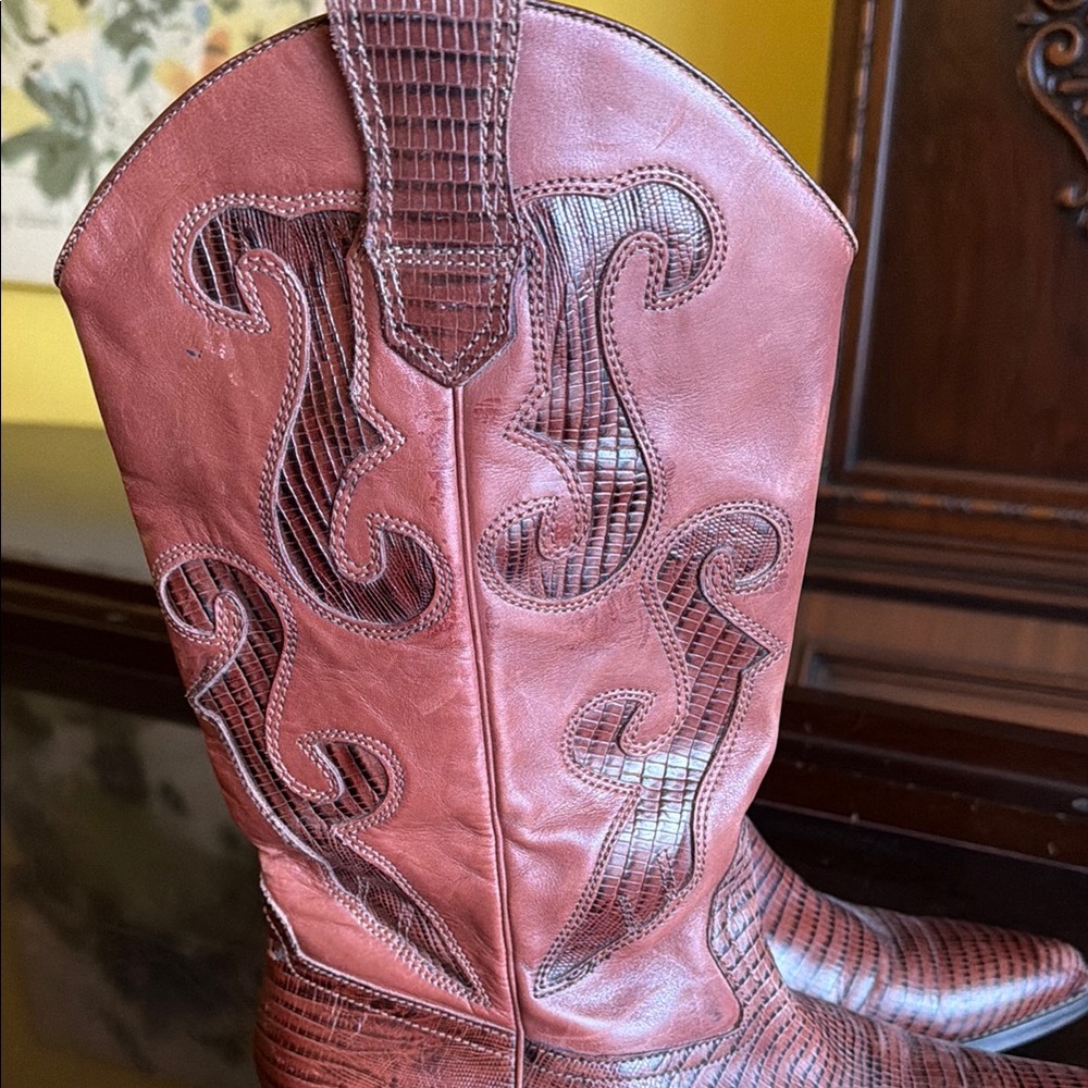 Brown Women’s Nine West Leather Western Cowboy Country Boots, 9.5M - Picture 3 of 12